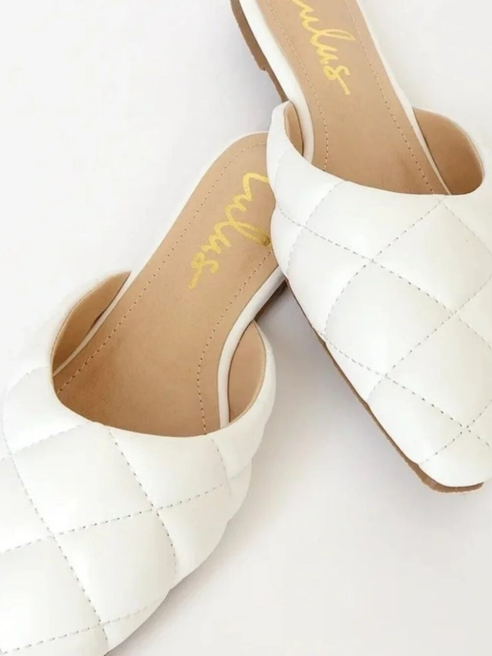 NWOB Lulus White Quilted Mules Flats 8 1/2